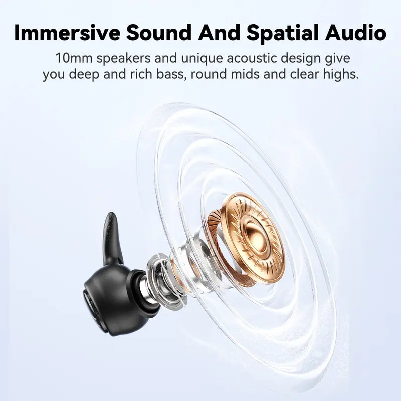 NE76 Bluetooth Wireless Earbuds Sleep Earphones,Bluetooth 6.0,Noise-Canceling Earphones.Improves sleep quality,Zero pressure on the ears when sleeping on your side,Invisible flat-head earphones,Suitable for travel and side sleepers