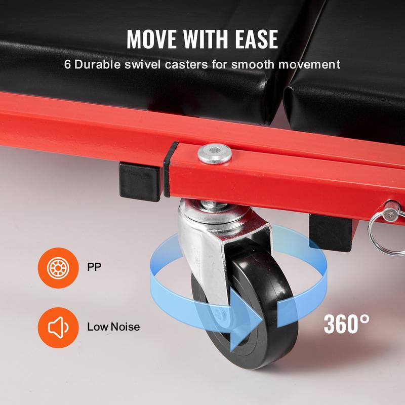 Foldable Z Garage Creeper, 36 in, 300 lbs Load Capacity Rolling Folding Mechanic Creeper Stool, with 6 Wheels Tool Tray Padded Seat Steel Frame, Lay Down or Sit Chair for Garage Shop or Home