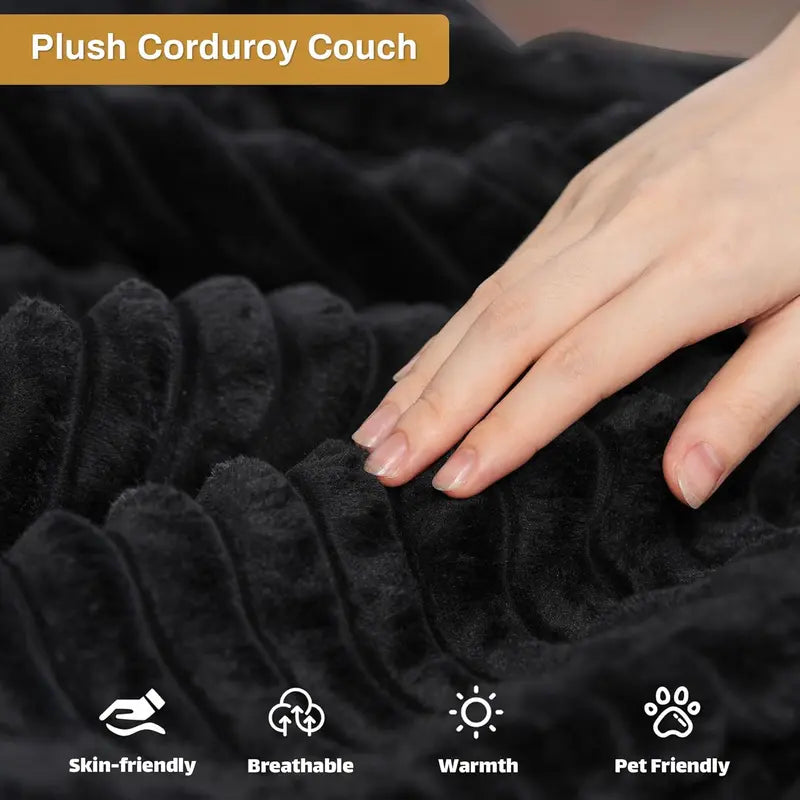 [3 Packs Shipped] [8 Free Pillows] Niccae Large U-Shaped Sectional Sofa, Compressed Corduroy, Modern Living Room Sleeper Sofa, Space-Saving Design (3 Packs Shipped) - Convertible Corduroy Sectional Sofa