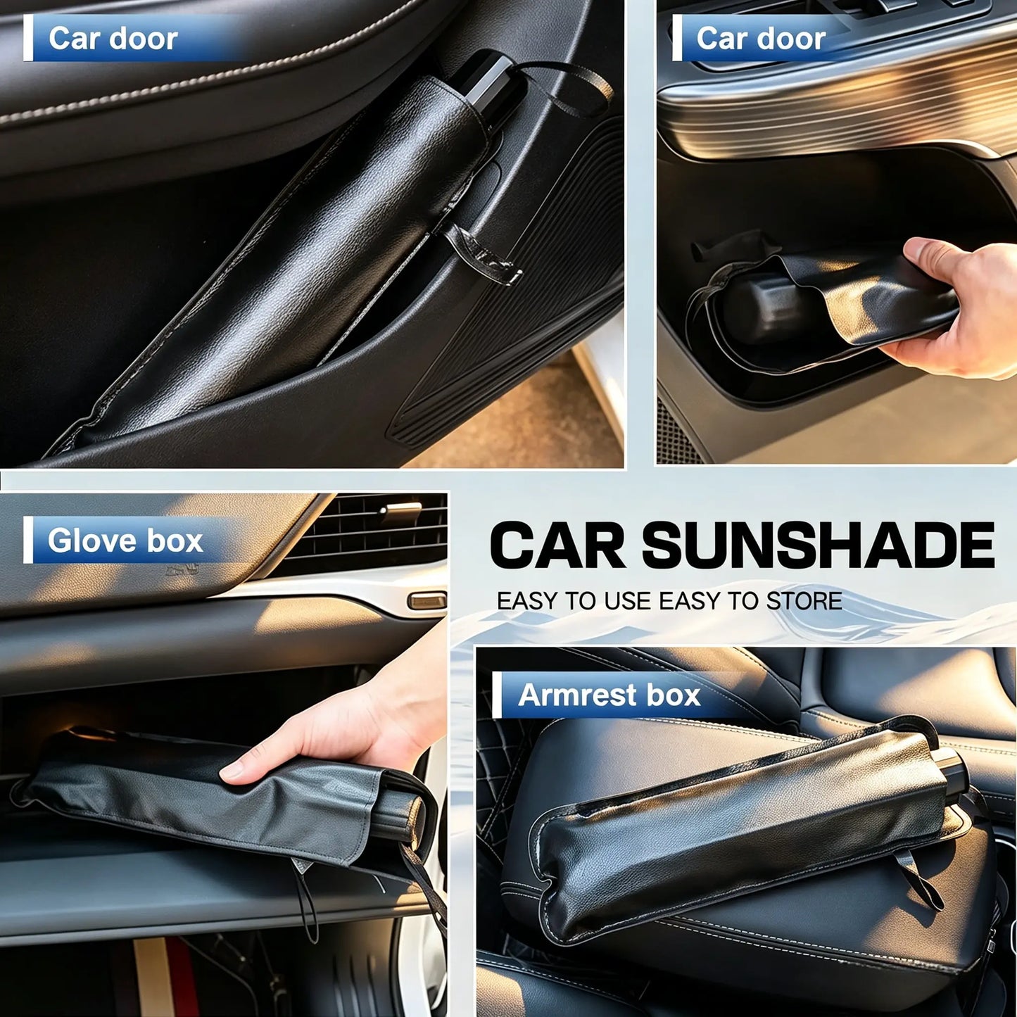 Foldable Car Windshield Sun Shade Umbrella Cover, Titanium Silver UV-Protection Heat-Insulation Sun Visor, Portable Front Auto Window Shade with Storage Bag image 4