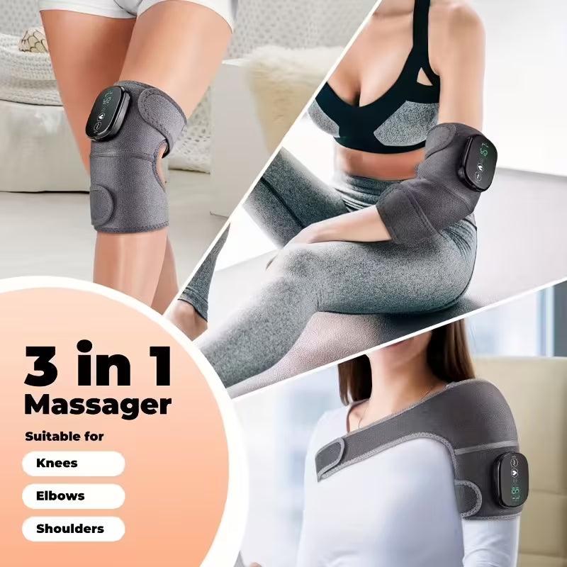 3‑in‑1 Wireless Heating & Vibration Massager, Multi‑Functional Joint Massager for Shoulder, Knee and Elbow with Heating Pad