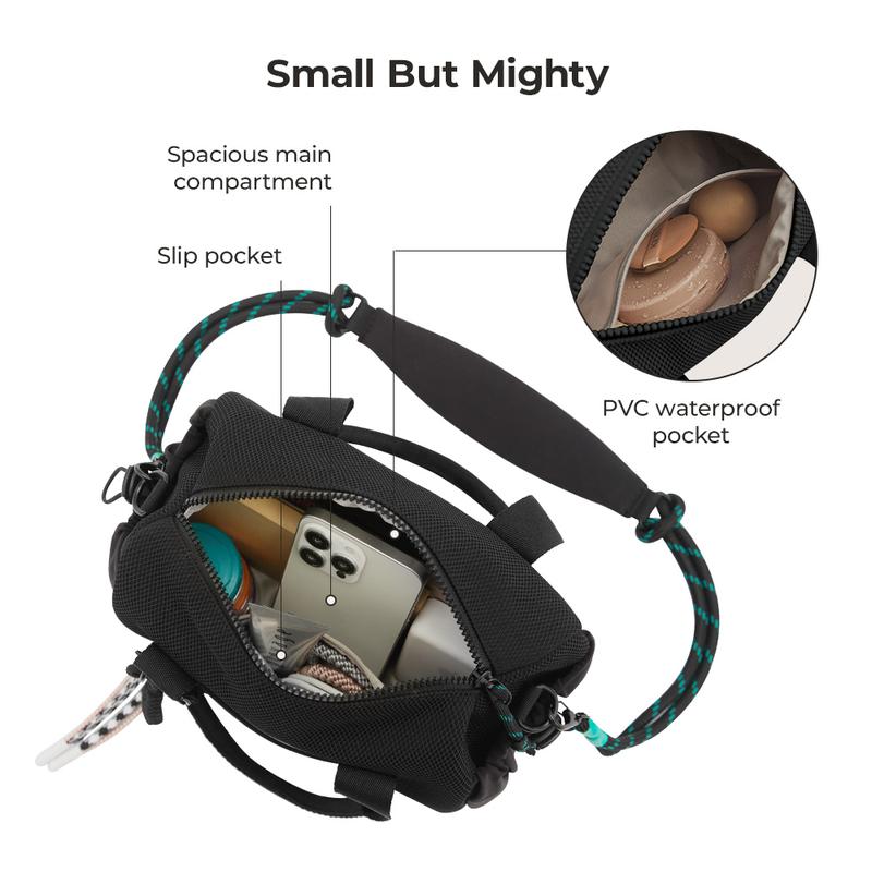 Reiki Mini Gym Compact Duffle Bag (9.84" x 5.9" x 6.69") 5.5L Capacity, Waterproof PVC Pocket, Adjustable Bottom Straps, Elastic side pockets, Ideal for Gym & Daily Use