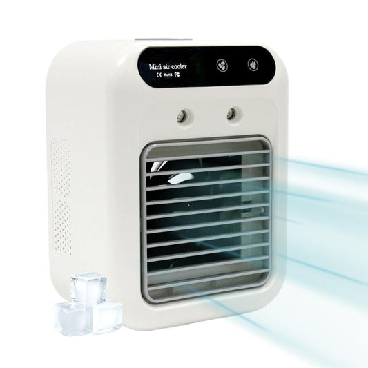 Portable Air Conditioning Fan USB Rechargeable 2 Speed Mini Quiet Air Conditioner with Touch Control & Mist Spray Desktop Cooling Fan for Room, Office, Dorm, or Home Use, 3 Second Cooling makeup cold humidifier - White