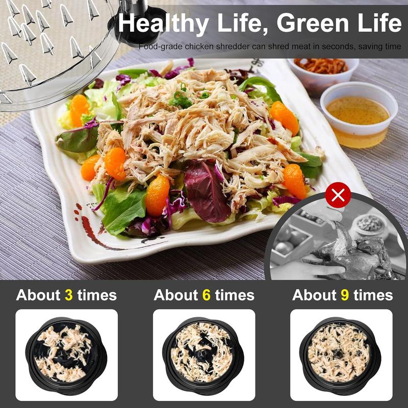 Large Chicken Breast Shredder Tool, Visible Lid Meat Grinder, Anti-Slip Strip, Ergonomic Handle, BPA Free, Perfect Utensils for Pork,Beef,Chicken,Kitchen Gadgets Dishwasher Washable Black Multi-purpose Efficient Great for Families