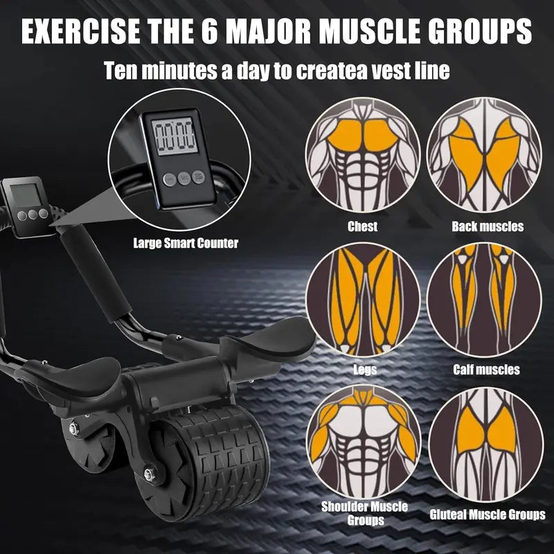 Elbow Support Automatic Rebound Abdominal Wheel, Ab Roller for Abdominal Exercise Machine, Abs Workout Equipment, Dolly Core Strengthening Trainer Fitness Belly Training