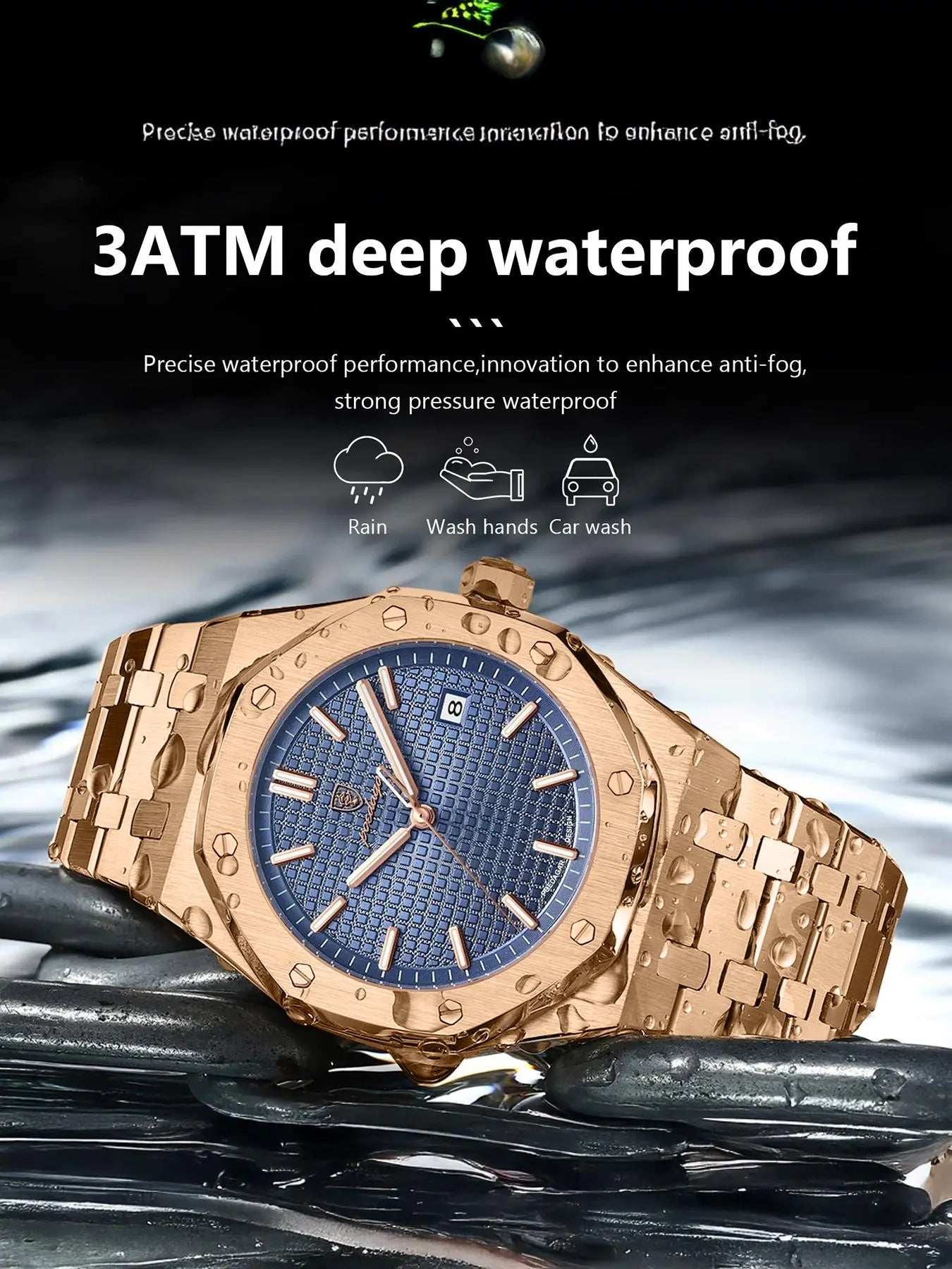 Poedagar Waterproof Night Light Date Men's Watch, Stainless Steel Quartz Watch, Luminous Analog Watch, Waterproof Wristwatch, Water Resistant Wristwatch image 3