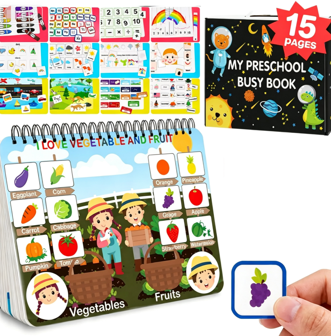 [15 pages] Mallify Montessori Busy Book for Kids, Preschool Learning Activities, Toddler Busy Board, Gifts for Toddlers, Busy Tots Bilingual Toddler Markers, Travel Student Painting Supplies, Teaching Supplies, mothersdaygift, #dealsforyoudays