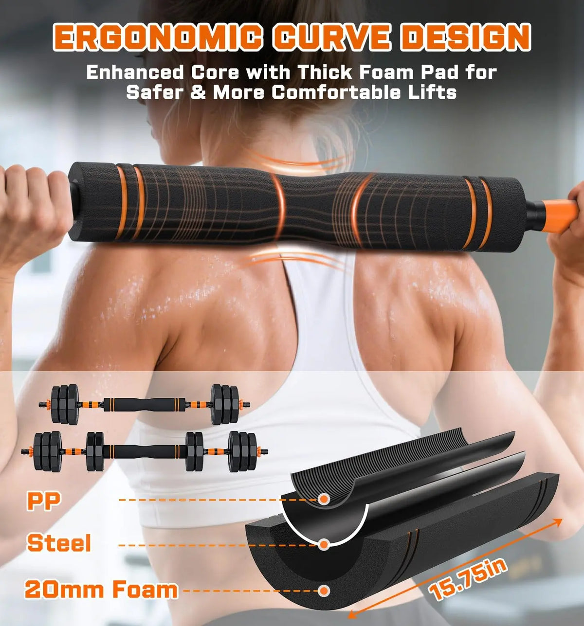 Adjustable Dumbbell Set, 44/66/88 lbs Weight Set Use as Dumbbell, Barbell, Kettlebell and Push-up Pesas Para Ejercicios en Casa, Christmas gift idea Msulti-functional Fitness Exercise Equipment for Home Gym，SummerVibes image 3