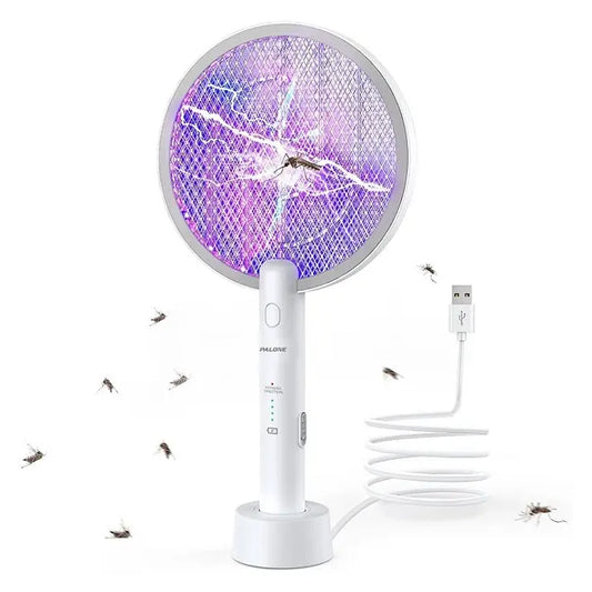 2025new  Electric Fly Swatter Racket, 1200mAh Smart Bug Zapper with USB Rechargeable Base, Powerful Mosquitoes Trap Lamp & Fly Killer with 3-Layer Safety Mesh for Home, Bedroom, Kitchen, Patio