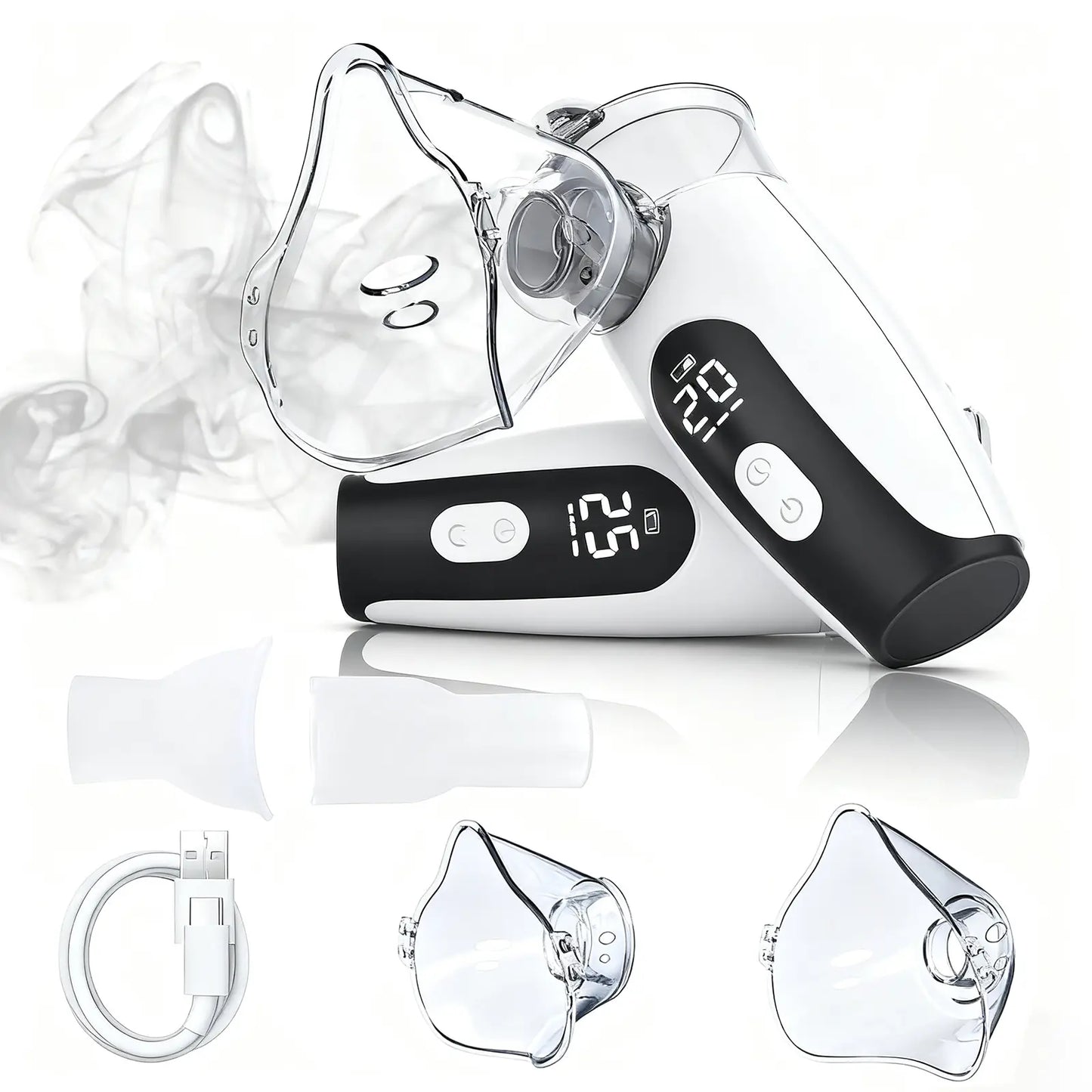 Smart Digital Display Portable Nebulizer for Adults and Kids, Portable Nebulizer for Travel and Home Use, Rechargeable Nebulizer with a Remaining Power Display and 3 Optional Gears