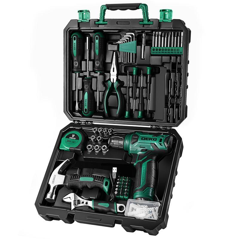 8V Cordless Drill Set, 126-Piece Home Tool Kit With Storage Box, Unisex DIY Power Tool Set For Fence Installation, Room Décor, Furniture Assembly, And Daily Repairs