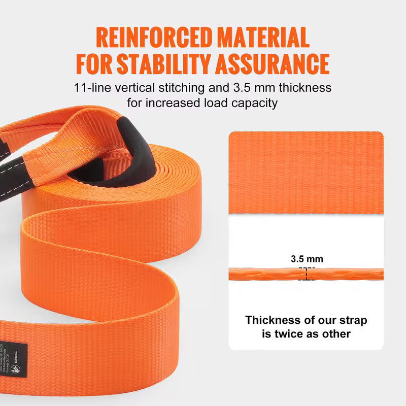 Heavy‑Duty Tow Rope Recovery Kit, 3" x 30 Ft Tree‑Saver Winch Strap (MBS‑36,000 Lbs), Triple Reinforced Loops with Protective Sleeves & Storage Bag, 3/4" D‑Ring Shackle Anchor for Truck, Jeep, SUV & ATV Off‑Road Rescue
