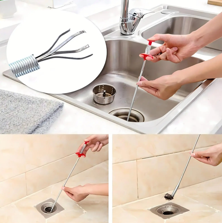 Flexible Grabber Claw Pick Up Reacher Tool, 4 Claws Bendable Hose Pickup Tool for Sink, Drains, Toilet Cleaning