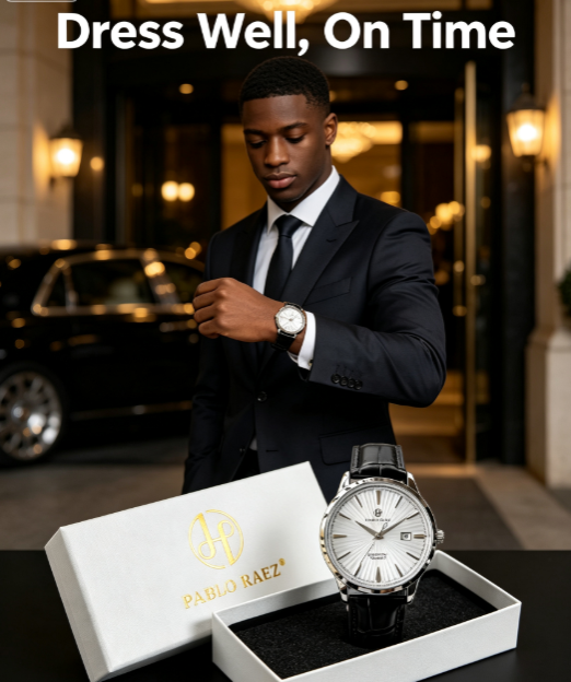 PABLO RAEZ New Men's Business Watch - Sweep Second Hand, Water Resistant Automatic Quartz Wristwatch