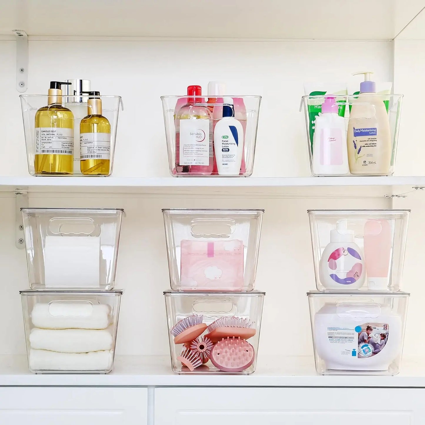 Cash on Delivery – 6 Pack Clear Stackable Storage Bins with Lids, Large Plastic Containers with Handle for Pantry Organizer and Storage – Perfect for Bathroom, Cabinet, Kitchen, Fridge, Closet Organization
