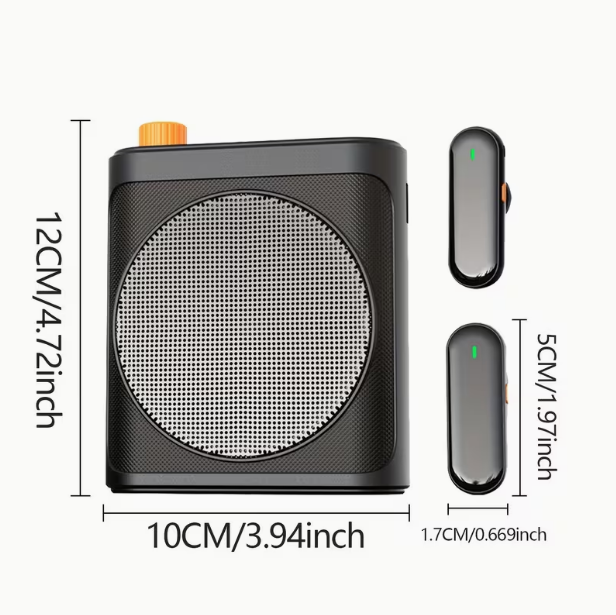 Wireless Voice Amplifier with 2 Wireless Lavalier Microphones – Portable Charging & Storage, Mini Speaker for Teachers, Classroom, Lecture & Training