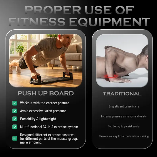 20 In 1 Push Up Board Fitness Equipment, Multifunctional Floor Pushup Bar Handles, Home Gym Strength Training Workout Gear for Men