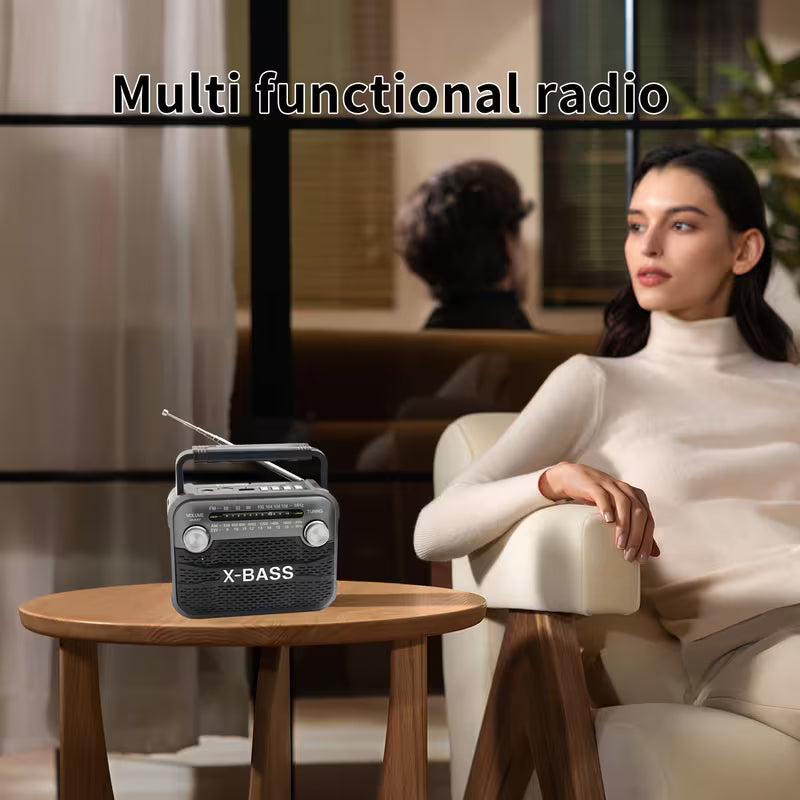 RX-125BT Portable Radio – FM/AM/SW1-6/USB/TF/BT, 3W Output, 800mAh Battery with Flashlight
