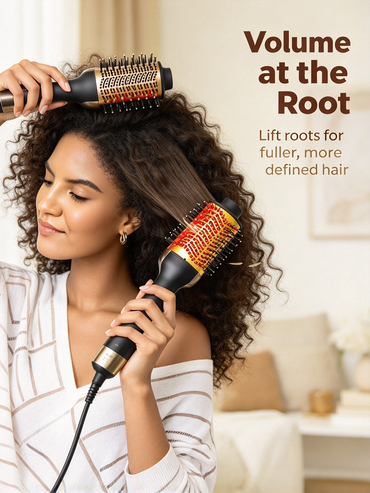 3-in-1 Multifunctional Hair Styler - Hot Air Brush, Curling Iron and Straightener Comb for Blow Drying and Styling
