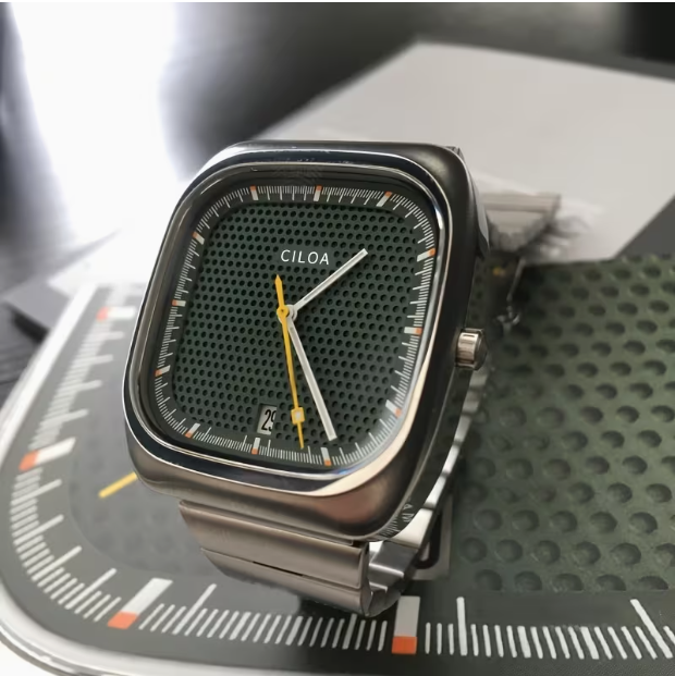 Men's Wormhole Concept Square Watch – Sports Style, Genuine Material, Unique Design