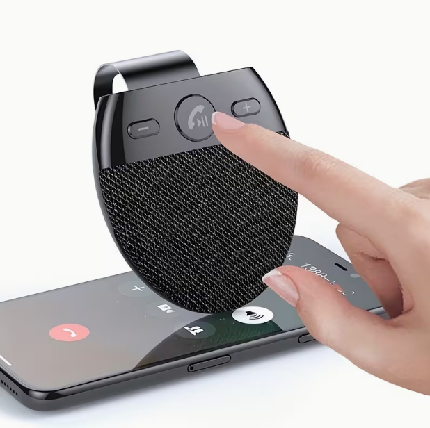 V5.0 Wireless Car Speakerphone Kit – Hands-Free Sun Visor Music Player with Microphone