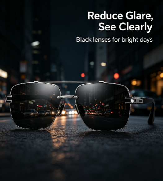 Trendy Polarized Sunglasses - Large Double-Bridge Metal Frame for Driving, Fishing and Sun Protection