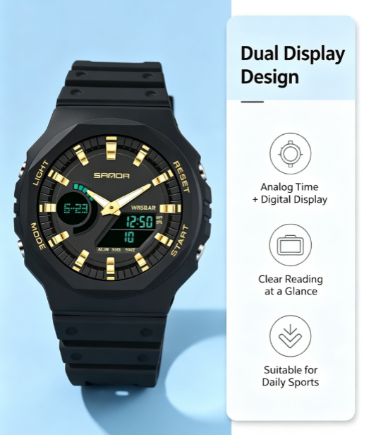 SANDA Casual Unisex Sports Digital Quartz Watch - Water Resistant, Fashion Luxury Wristwatch