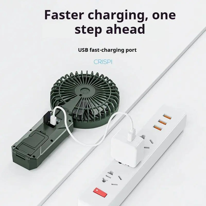 3-in-1 Multifunctional Camping Fan – 4000mAh Battery, LED Indicator, 4 Speeds, Foldable, Waterproof, with Hook for Outdoor Use