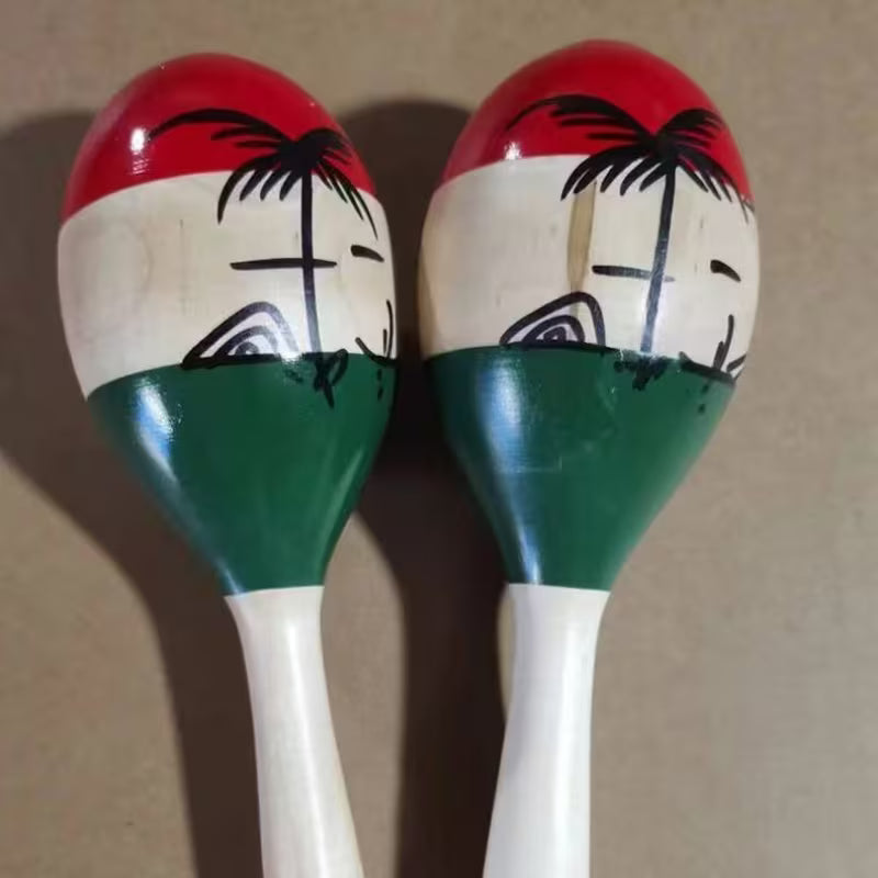2Pcs Vibrant Maracas – Hand-Painted Tropical Palm Design, Perfect for Festive Celebrations & Parties