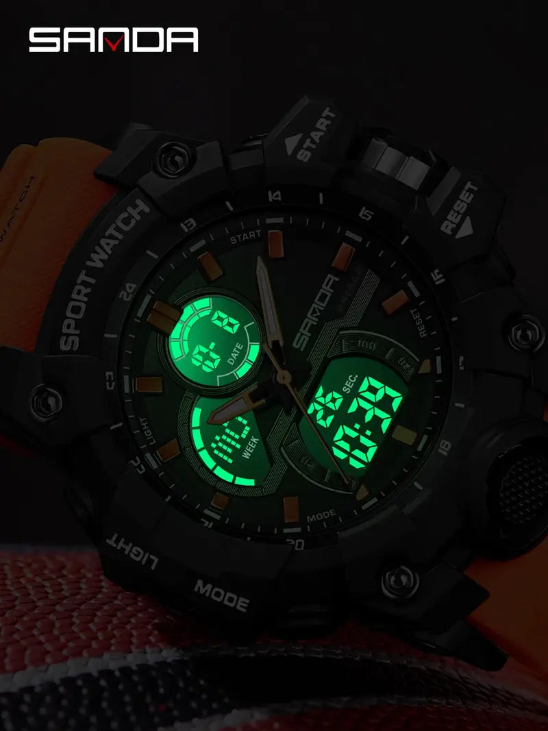 Men's Fashion Sportive Water Resistant Digital Watch - Casual Trendy Luminous Multifunctional Electronic Watch with Box