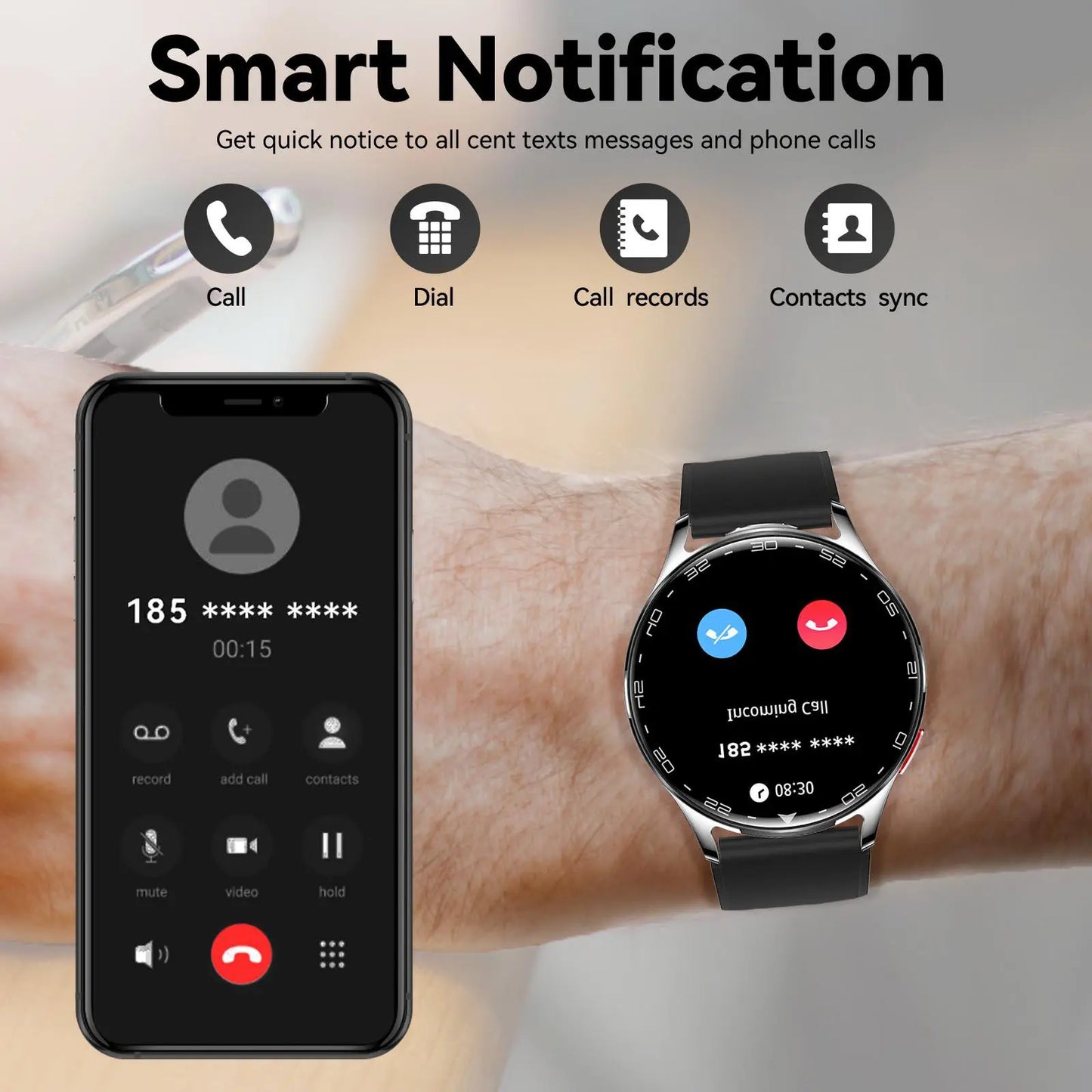 JELLOO Smart Watch with Earbuds - Multifunctional 1.39" HD Touch Screen Smartwatch with Call Answer, Music Playback, IP68 Water Resistant, Compatible with iPhone and Android