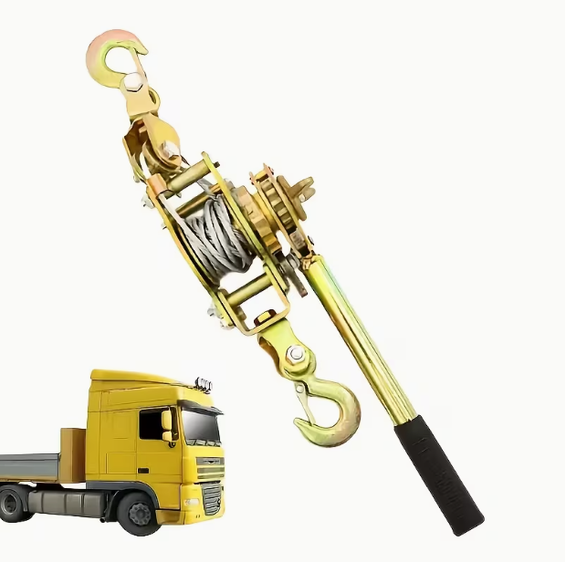 Heavy-Duty Manual Winch with Steel Cable & 2 Hooks – 2-Ton Capacity, Portable, for Cargo Binding, Trailer & Equipment Transport
