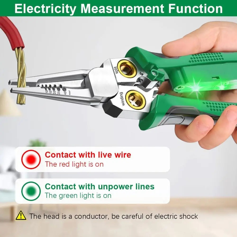 8-in-1 Electrician Tool with Voltage Tester, Multi-Function Wire Stripper, Cutter, Crimper & Puller for Home and Pro Use