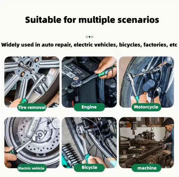 12-Piece Socket Wrench Set with Ratchet Handle – 72-Tooth, Dual-Direction, Professional Repair Tool