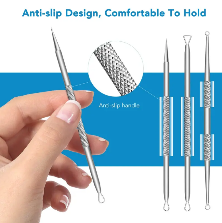 16PCS Stainless Steel Skin Care Tool Set, Pimple Extractor Kit with Metal Storage Box
