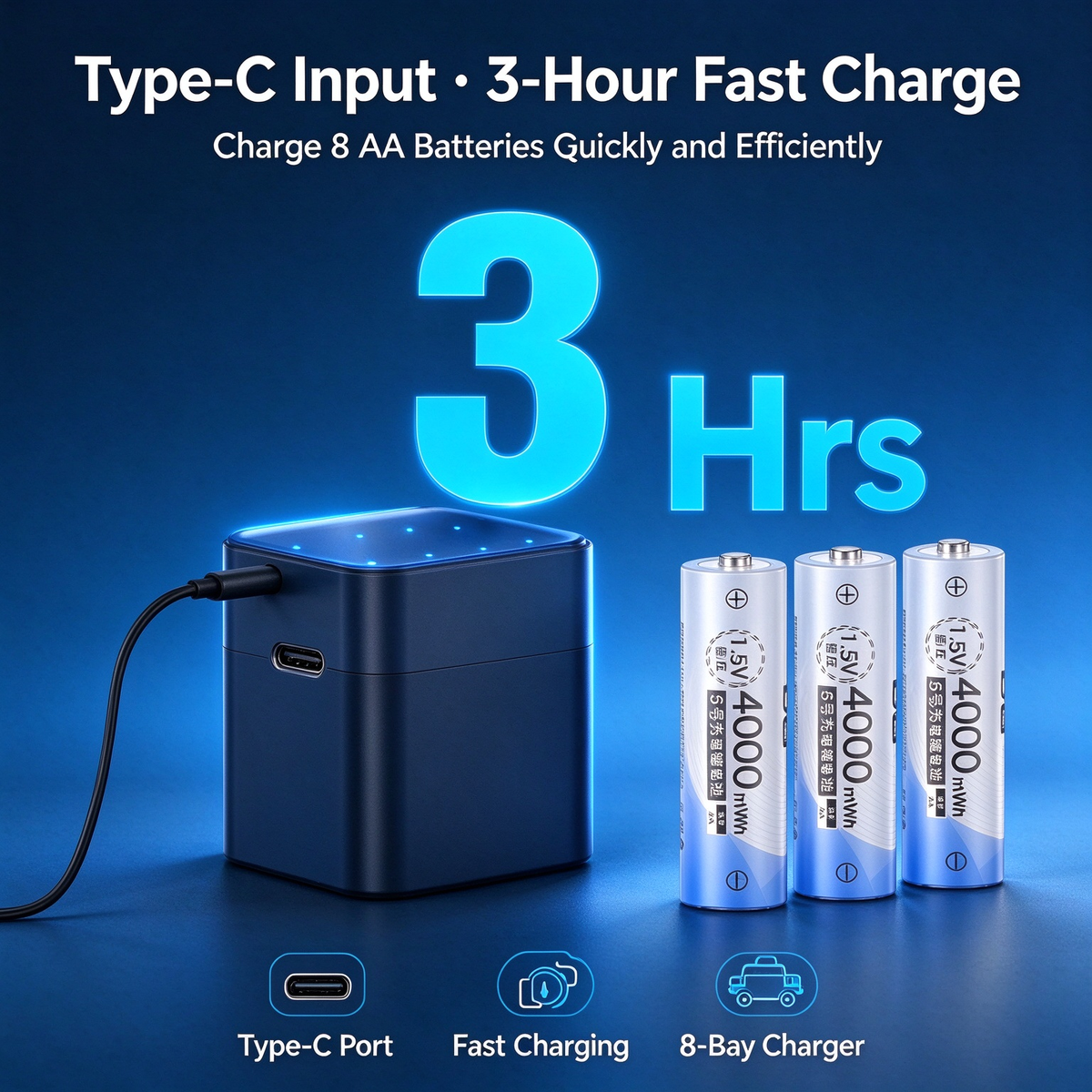 Delipow AA 1.5V Rechargeable Lithium Battery - Large Capacity Fast-Charging AA & AAA Batteries for Cameras, Electric Toys, Smart Door Locks, Alarm Clocks, LED Lights and Remote Controls