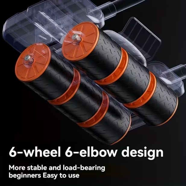6-Wheel Abdominal Roller with Four Automatic Rebound Features – Core Workout Equipment for Men & Women, Home Use
