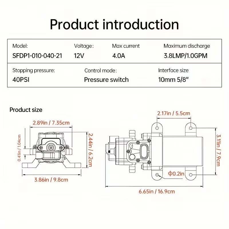 Marine Water Pump – Auto Priming, 35PSI, 12V Diaphragm for Boats, RV & Caravans (No Battery)