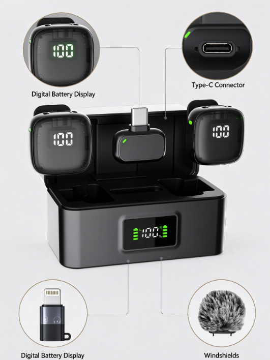 Mic3 AI Wireless Lavalier Microphone – Bluetooth, Noise Cancelling, Clip-On for Video & Streaming