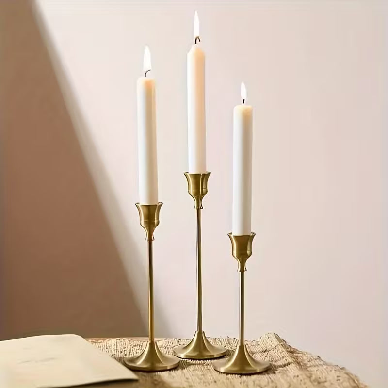 12Pcs Metal Bell Candle Holders – Brushed Gold, for Christmas, Weddings & Banquet Centerpieces (Candles Not Included)
