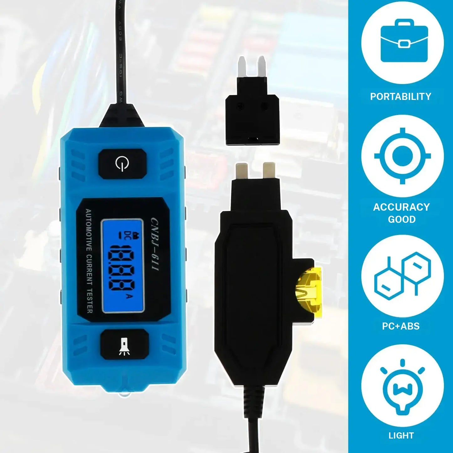 Car Circuit Tester with Display - Accurate 48V Automotive Fuse Tester, Portable Electrical Fault and Current Diagnostic Tool