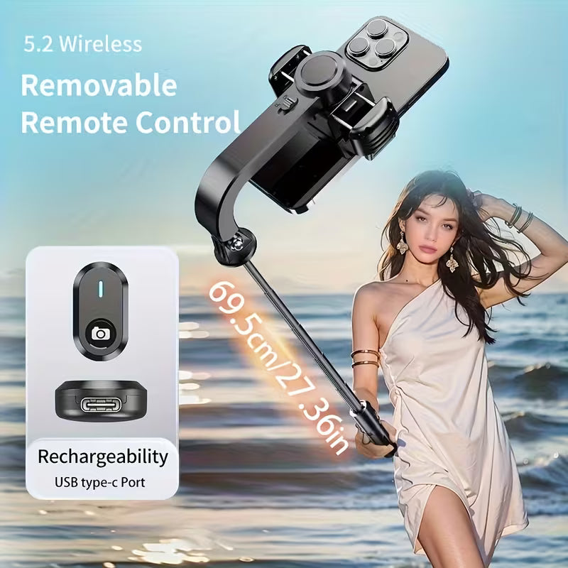 Single-Axis Handheld Gimbal – Detachable Remote, Telescopic Selfie Stick for Vlogging & Live Streaming