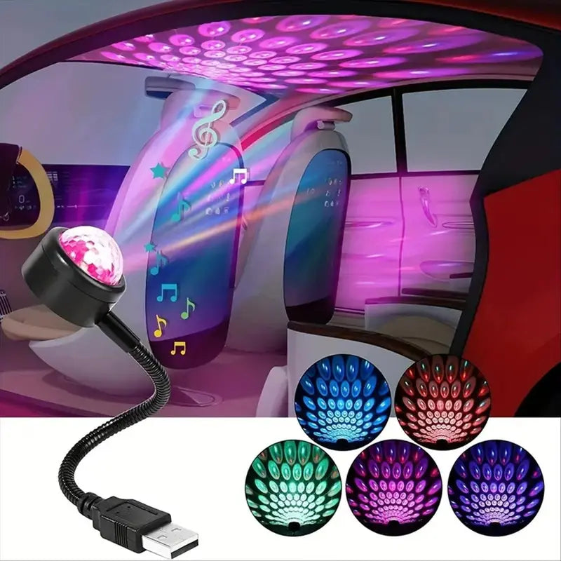 🔥 Limited-Time Offer, Order 1 Get 3 🔥 – USB Projection Lamp, Music Sync Mini Starry Sky Projector Light with USB Port, Ambient Light for Home Party Decor, LED Starlight Projector