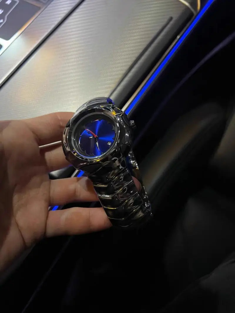Punk Style Blade Design Quartz Watch – Creative Round Dial, Trendy Casual Wristwatch for Men, All-Match Exquisite Birthday Gift