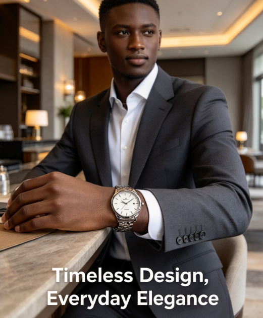 Men's Stainless Steel Business Watch - Automatic Electronic Quartz with Calendar and Water Resistance