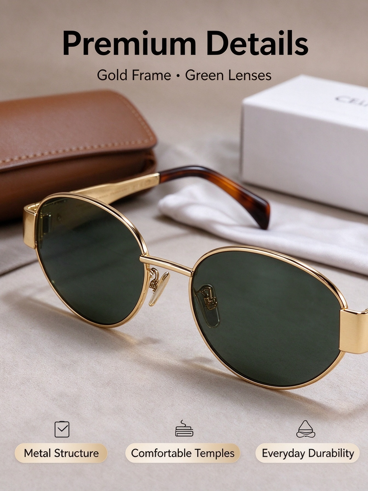 Arc de Triomphe Sunglasses - Metal Frame UV Protection Shades for Driving and Street Style