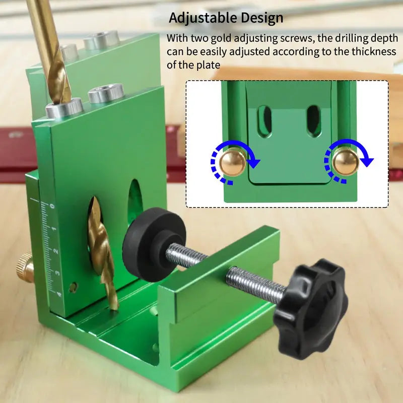 Pocket Hole Jig Kit – Adjustable Woodworking Dowel & Joint Angle Tool, with Carpentry Locator, Hex Shank Drill Bits Set