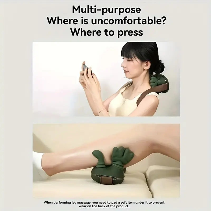 Smart Massage Pillow for Shoulder & Knee – Electric Massager with Realistic Hand Design, Deep Muscle Relief for Neck & Back Pain, Great Holiday Gift
