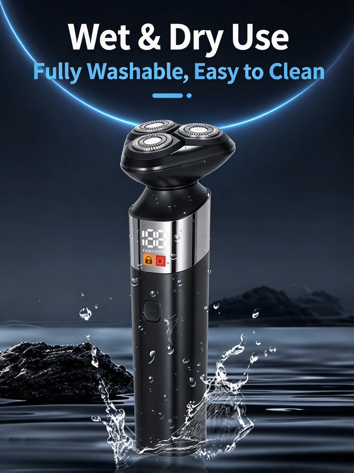 3-in-1 Electric Shaver Set for Men - Nose Trimmer, Beard Trimmer with Smart Digital Display and Fully Washable Body