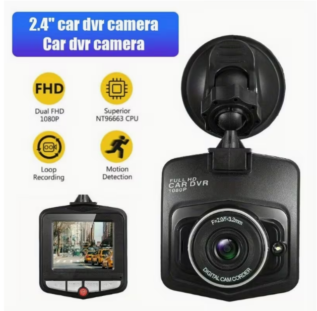 1080P Universal Car Dash Camera with 2.2" LCD – Continuous Recording, 24/7 Parking Surveillance, Motion Sensing, Battery Not Included